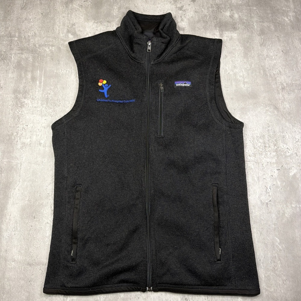 Patagonia Better Sweater Vest Mens Medium Black Fleece Full Zip Pockets Outdoor
